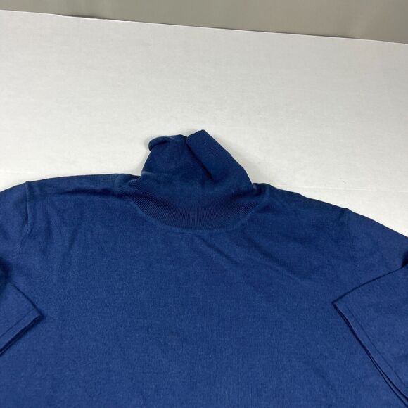Daniel Hechter Womens Silk Blend Turtleneck Sweater Blue Short Sleeve Size 18 US - Picture 3 of 10